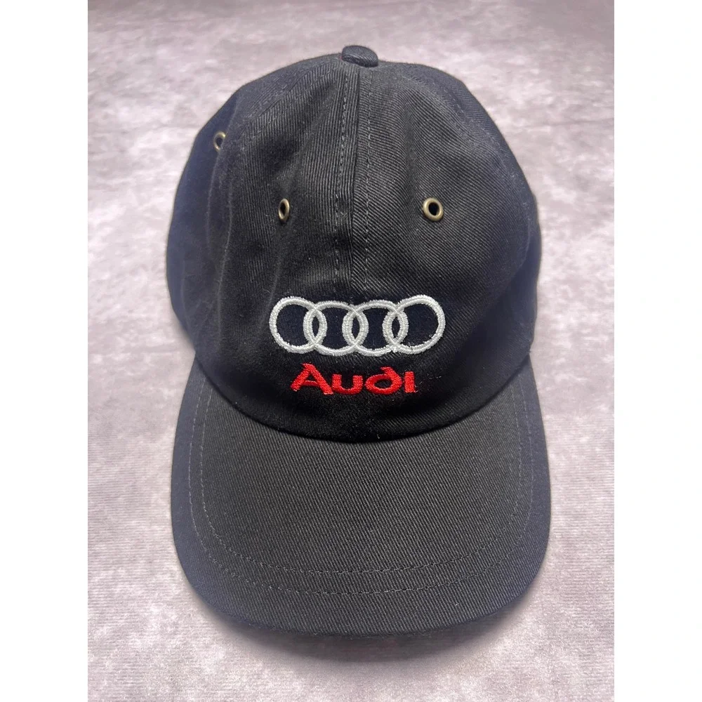 Audi by Roots Baseball Cap Unisex OS Black Embroidered Logo Adjustable Strapback